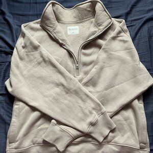 Abercrombie & Fitch - Essential Vintage Sunday Half-Zip - Light Taupe M